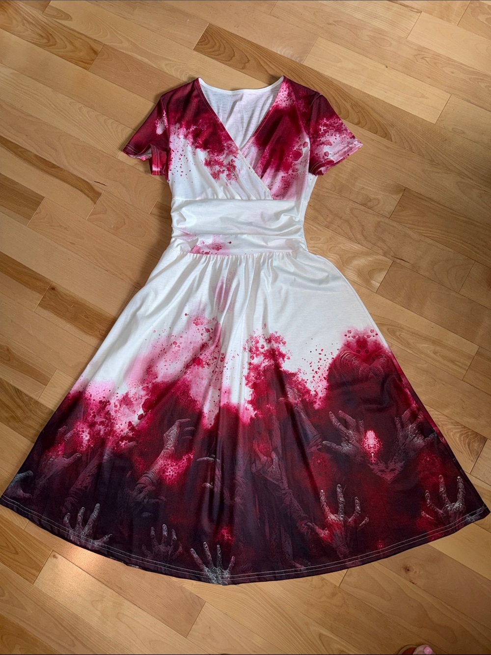 BLOODY HANDS Midi Wrap Dress SMALL EUC